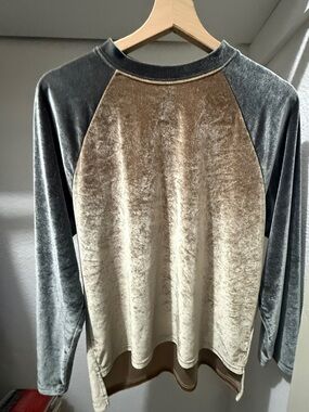 Olive Crushed Velvet super soft elevated baseball style long sleeve shirt